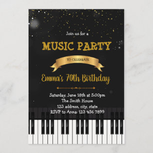 Musik piano party födelsedagsinbjudan inbjudningar