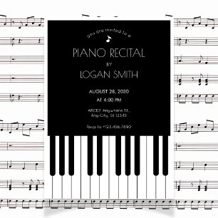 Musik piano svart och vit musik pianokonsert inbjudningar