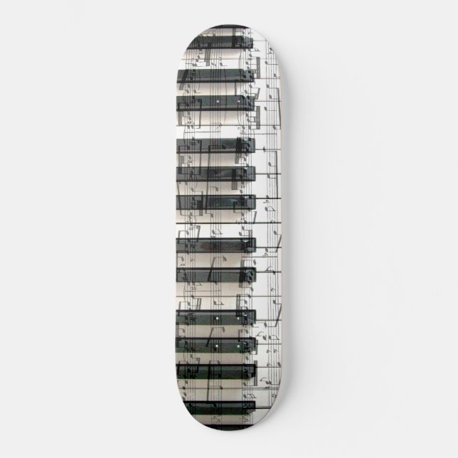 Musik piano tangentbord svartvitt old school skateboard bräda 21,6 cm (Framsida)