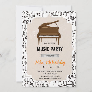 Musik pianofödelsedagsfest tema inbjudningar