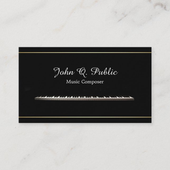 Musik Pianolärare Kompositör Professionell Elegant Visitkort (Framsida)