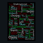 Musik Poster<br><div class="desc">Illustration av musikrelaterat ord över en svart bakgrund</div>