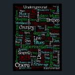 Musik Poster<br><div class="desc">Illustration av musikrelaterat ord över en svart bakgrund</div>