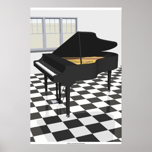 Musik Poster: Grand Piano & Tiles: 3D-modell Poster (Framsidan)