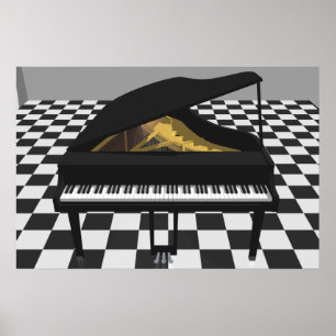 Musik Poster: Grand Piano & Tiles: 3D-modell Poster