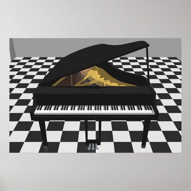 Musik Poster: Grand Piano & Tiles: 3D-modell Poster (Framsidan)