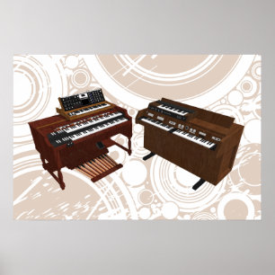 Musik Poster: Vintage Tangentbord: 3D-modell Poster