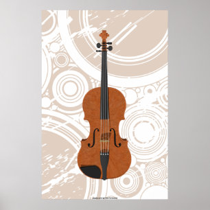 Musik Poster: Violin 3D Model & Circles Poster