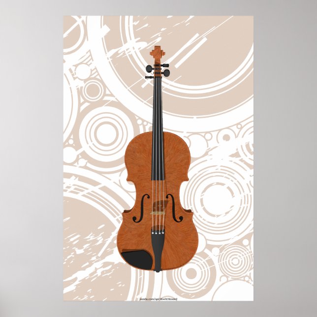 Musik Poster: Violin 3D Model & Circles Poster (Framsidan)