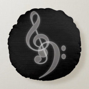 Musik - Rund fyllning av träd och bass Clef Kudde