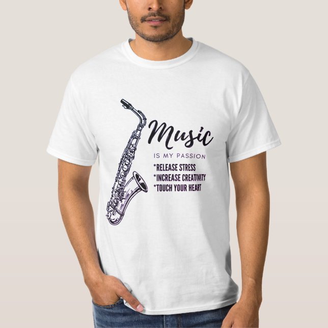 Musik, saxofon t shirt (Framsida)
