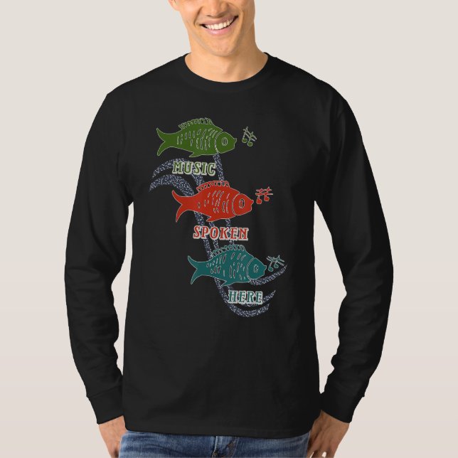 Musik som talas här Fish Musik noter T Shirt (Framsida)