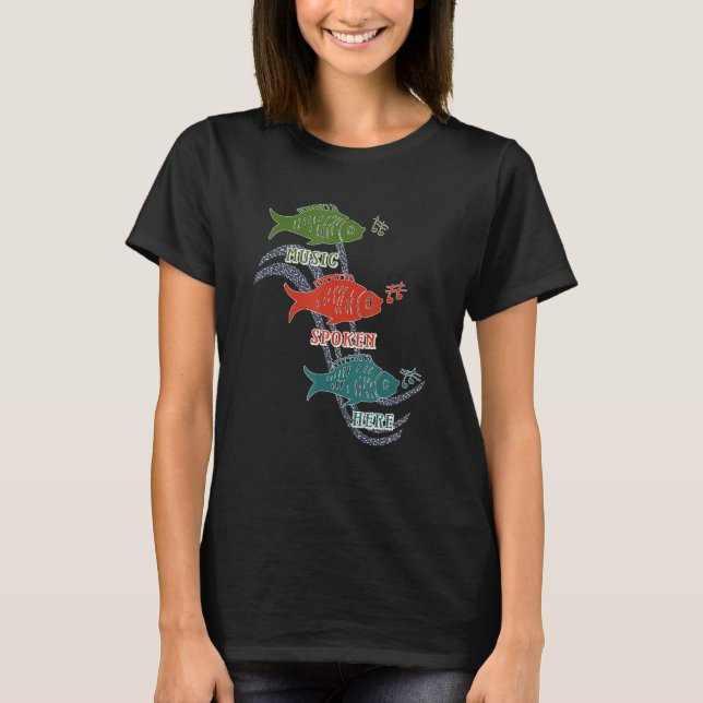 Musik som talas här Fish Musik noter T Shirt (Framsida)