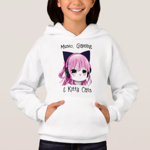 Musik, spel och Kattunge   Anime Girl T Shirt