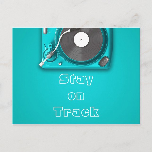Musik stannar på spårcitattretro vinyl vykort (Framsida)