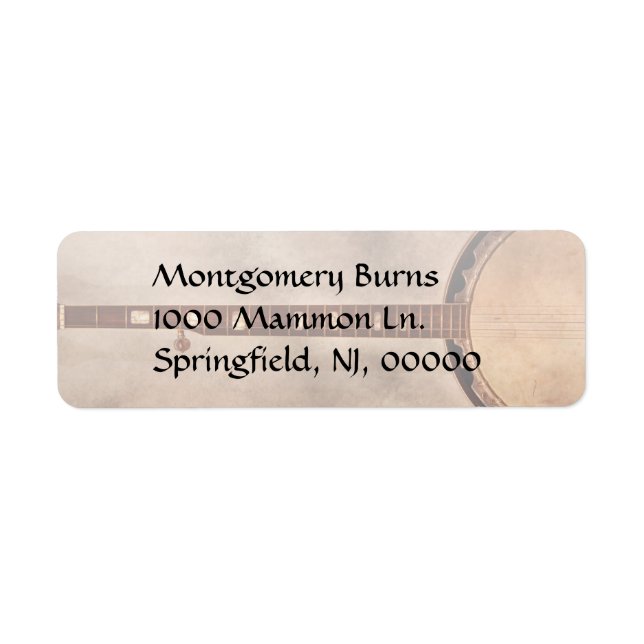 Musik - String - Banjo Returadress Etikett (Framsidan)