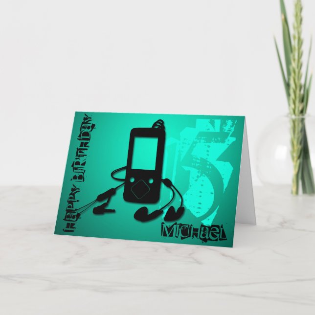 Musik till öron 15:e födelsedagskortet för personl kort (Framsida)