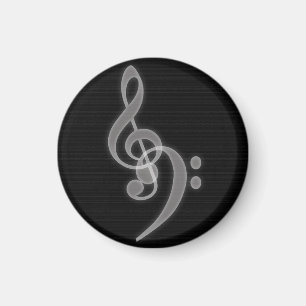 Musik - Treble och Bass Clef - Round Magnet