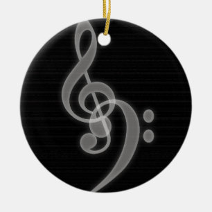 Musik - Treble och Bass Clef - Round Ornament