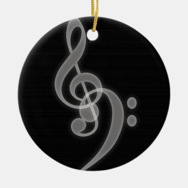Musik - Treble och Bass Clef - Round Ornament (Framsidan)