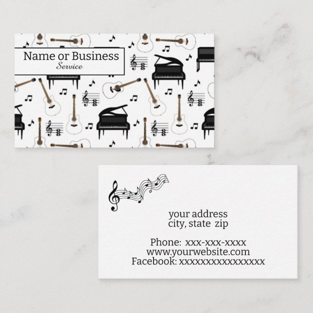Musik Visitkort (Fram/baksida)