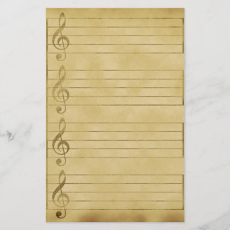 Musikalen bemannar den fodrade designen för brevpapper