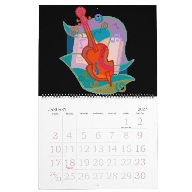 Musikalen instrumenterar kalendern kalender (Jan 2027)