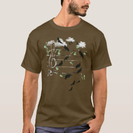 Musikalen noterar fåglar - svart tee shirt