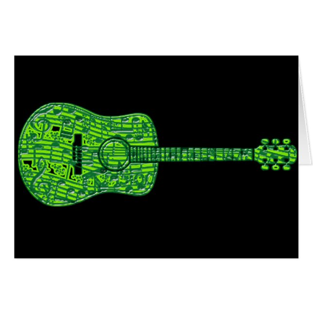 Musikalen noterar gitarren hälsningskort (Framsidan Horizontal)
