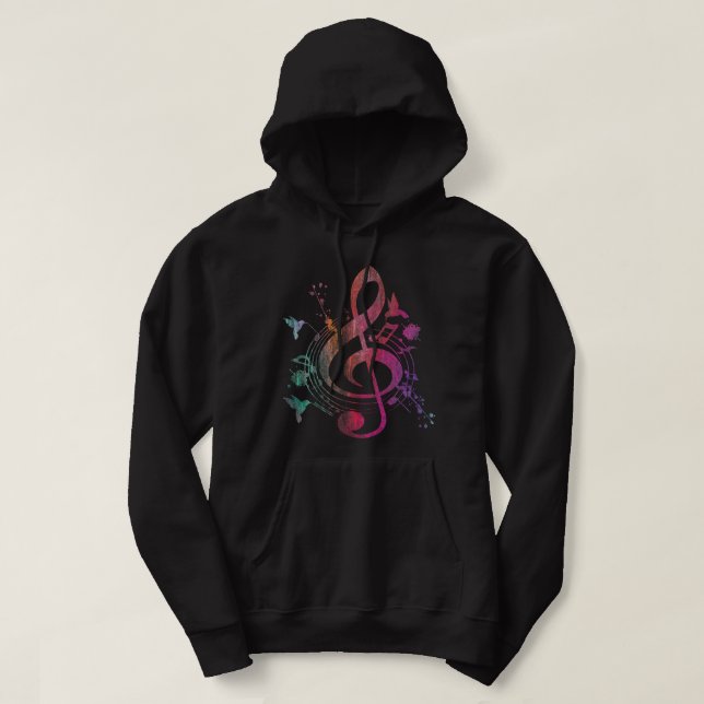 Musikalinstrument Birds Treble Clef Hoodie (Design framsida)