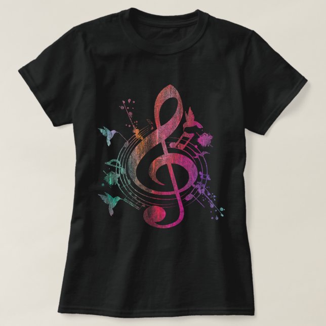 Musikalinstrument Birds Treble Clef T Shirt (Design framsida)