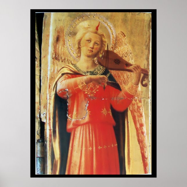 MUSIKALISK ÄNGEL I RÖTT OCH GULD POSTER (Framsidan)