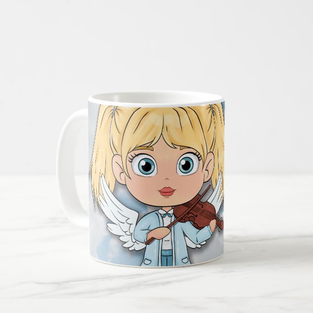 Musikalisk ängelserie med violin kaffemugg (Framsida vänster)