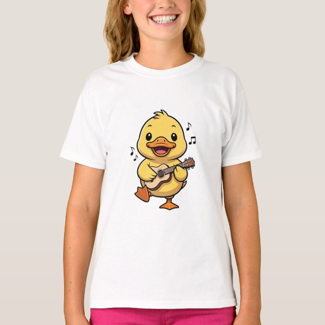 Musikalisk ankunge som spelar ukulele barn t shirt (Framsida)