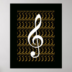 musikalisk anteckning, tredubbel klyva, coola graf poster