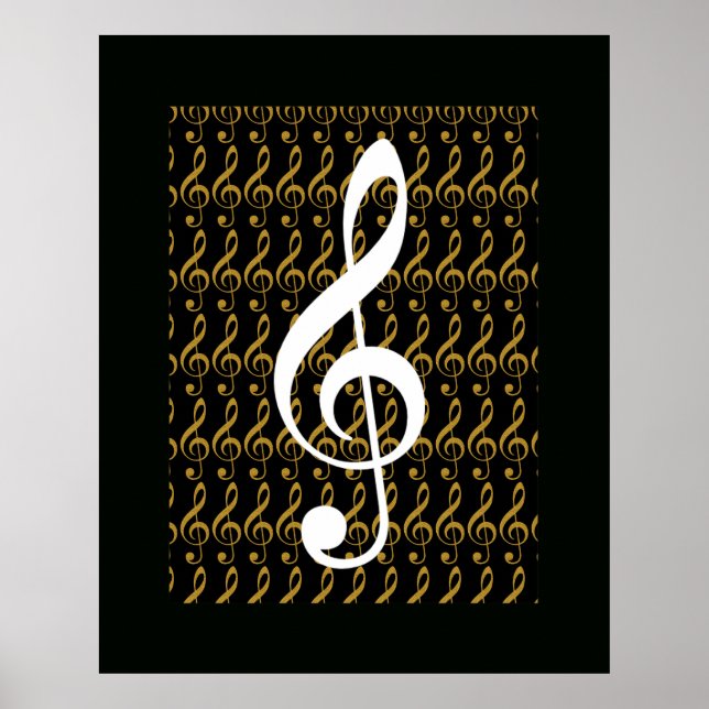 musikalisk anteckning, tredubbel klyva, coola graf poster (Framsidan)
