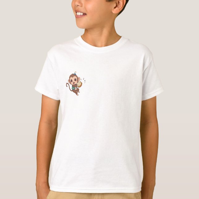 Musikalisk apa tamburin barn t shirt (Framsida)