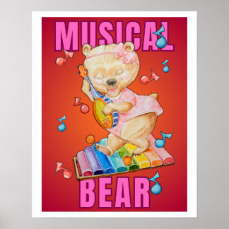 Musikalisk Björn Affisch Print, Värde (Semi-Glans)