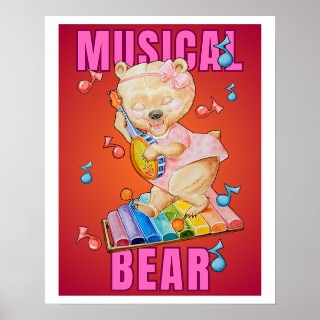 Musikalisk Björn Affisch Print, Värde (Semi-Glans) (Framsidan)