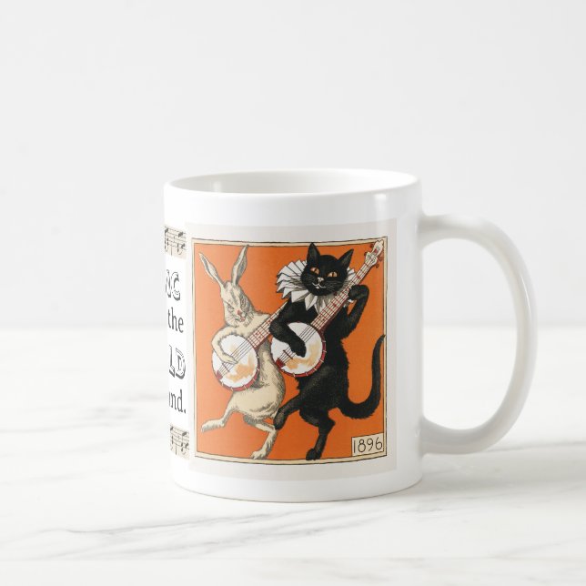 Musikalisk Dansande Kanin och Katt  Kaffemugg (Höger)