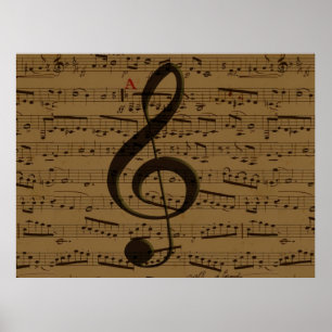 Musikalisk Diskantnyckel Notblad Klassisk Poster