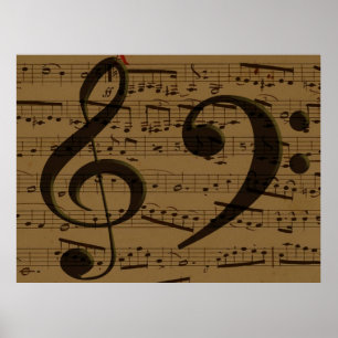 Musikalisk Diskantnyckel Notblad Klassisk Poster