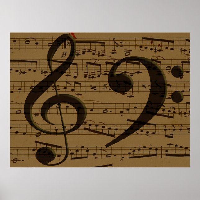 Musikalisk Diskantnyckel Notblad Klassisk  Poster (Framsidan)