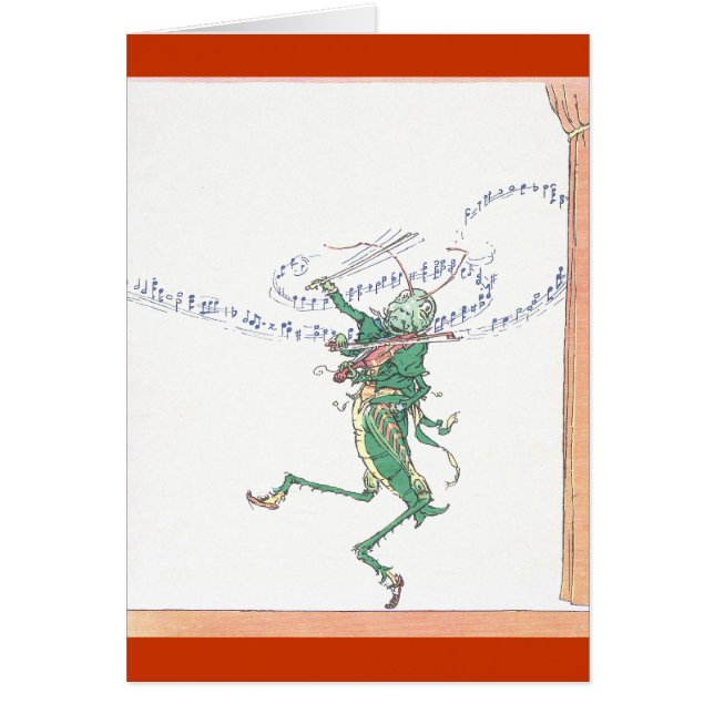 Musikalisk gräshoppa som leker fiolen hälsningskort (Framsidan)