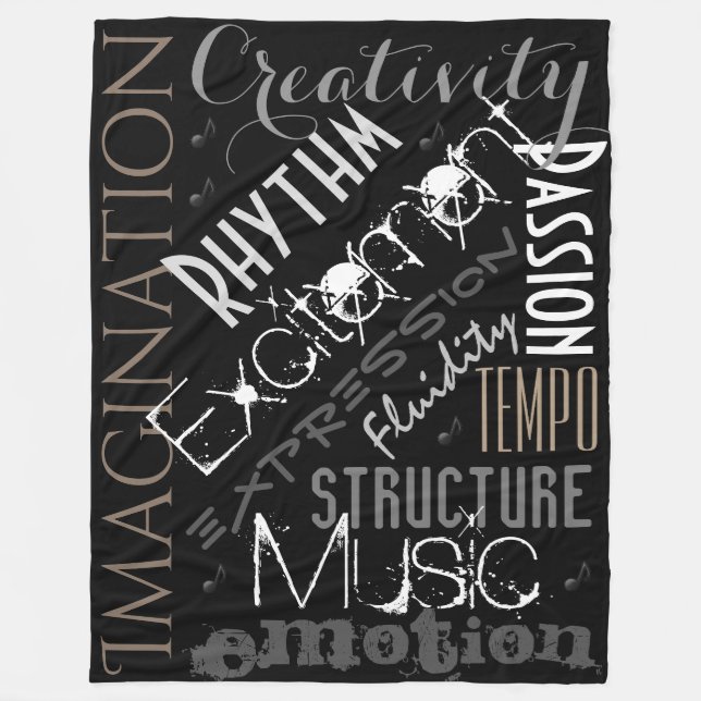 Musikalisk inspiration, svart, vit filt collage (Framsidan)