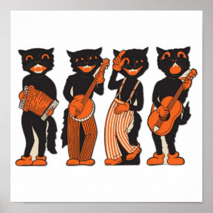 Musikalisk kattaffisch för vintage poster
