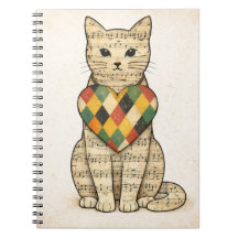 Musikalisk kattcollage med Harlequin-hjärta