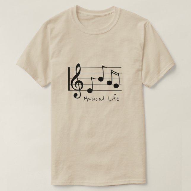 Musikalisk klav för treble för livsloganmusik t shirt (Design framsida)