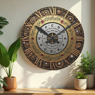 Musikalisk Kvintcirkeln Ur, Mekanisk Konst Rund Klocka