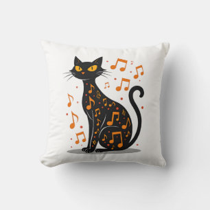 Musikalisk Not Katt Halloween T-shirt Musiknot Kudde